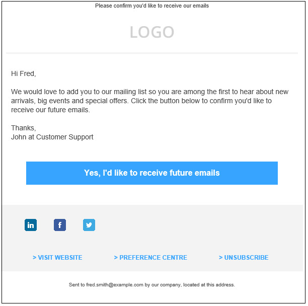 An example of an opt out that could be used when using B2B email lists.