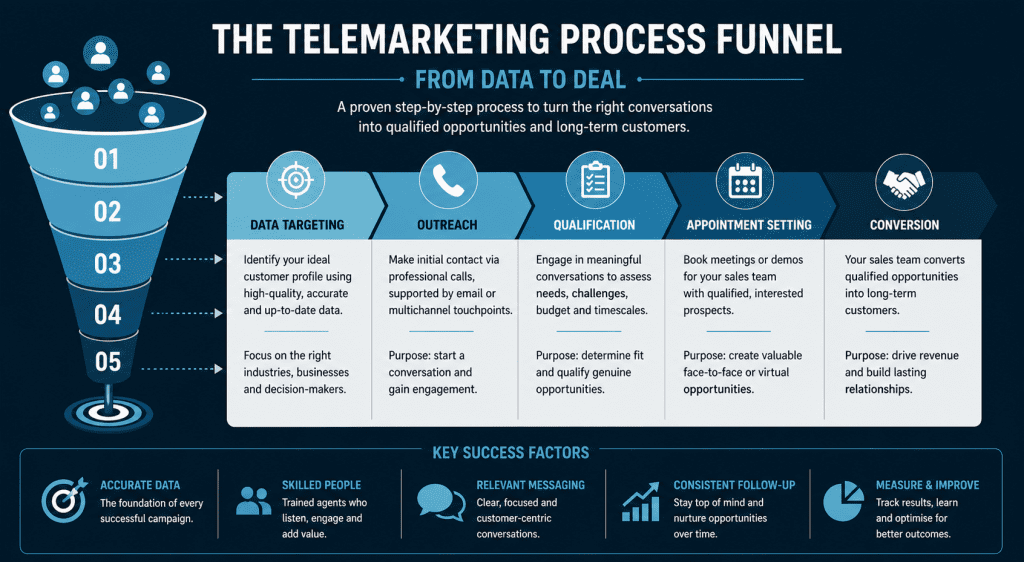 Business to business telemarketing follows a process funnel.