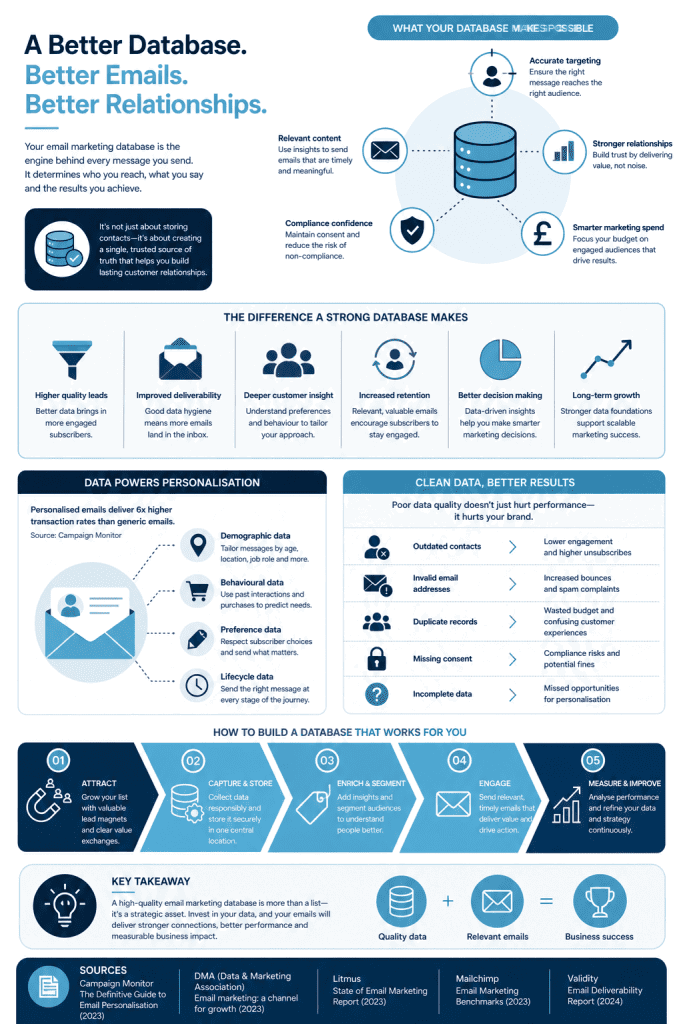 An infographic that goes into the difference that a strong database for email marketing can make.