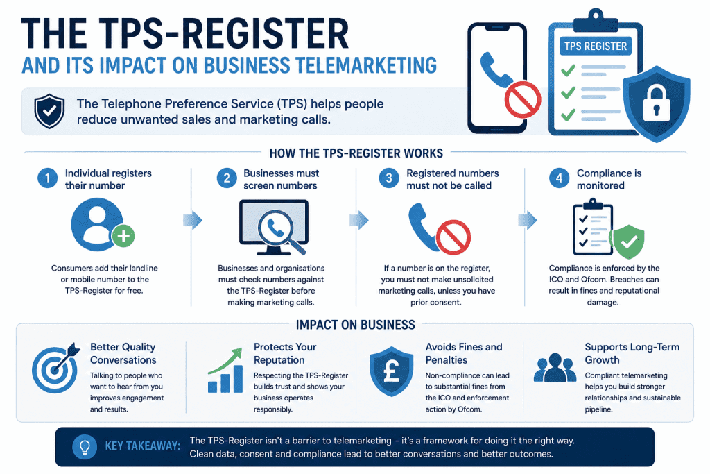 An infographic explaining how a UK Consumer Database is impacted by TPS.