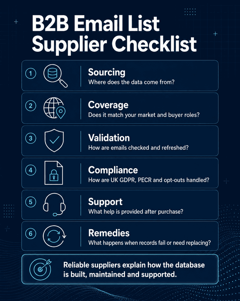 B2B Email Supplier Checklist