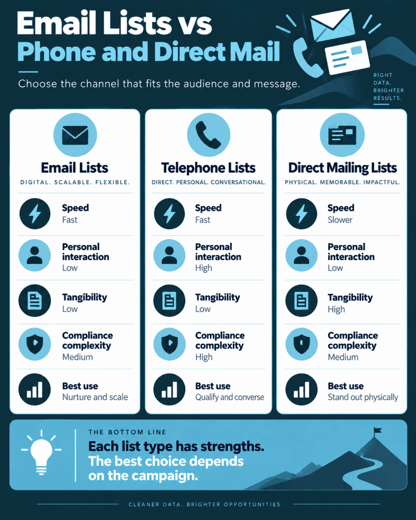 Email vs Phone Lists and Direct Mail