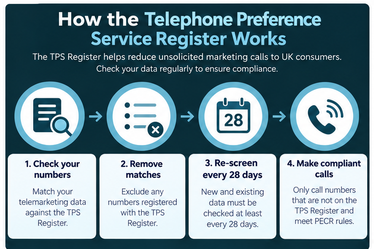 How the telephone preference service register works.